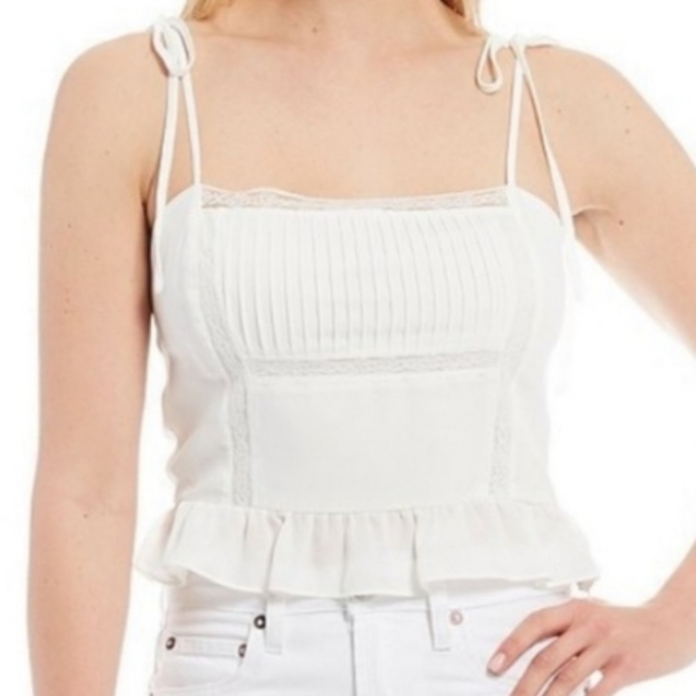 NWT GIANNI BINI woven stella lace ivory blouse